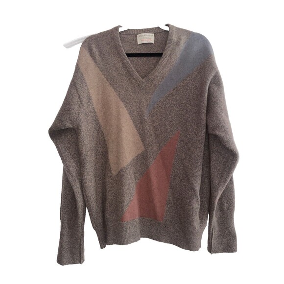 Minklama made in Scotland Men's V-Neck Sweater size S/no size tag Mink Fur Wool - Picture 1 of 6